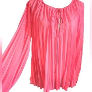 SIGNATURE 8 PLEATED BLOUSE SZ L PINK